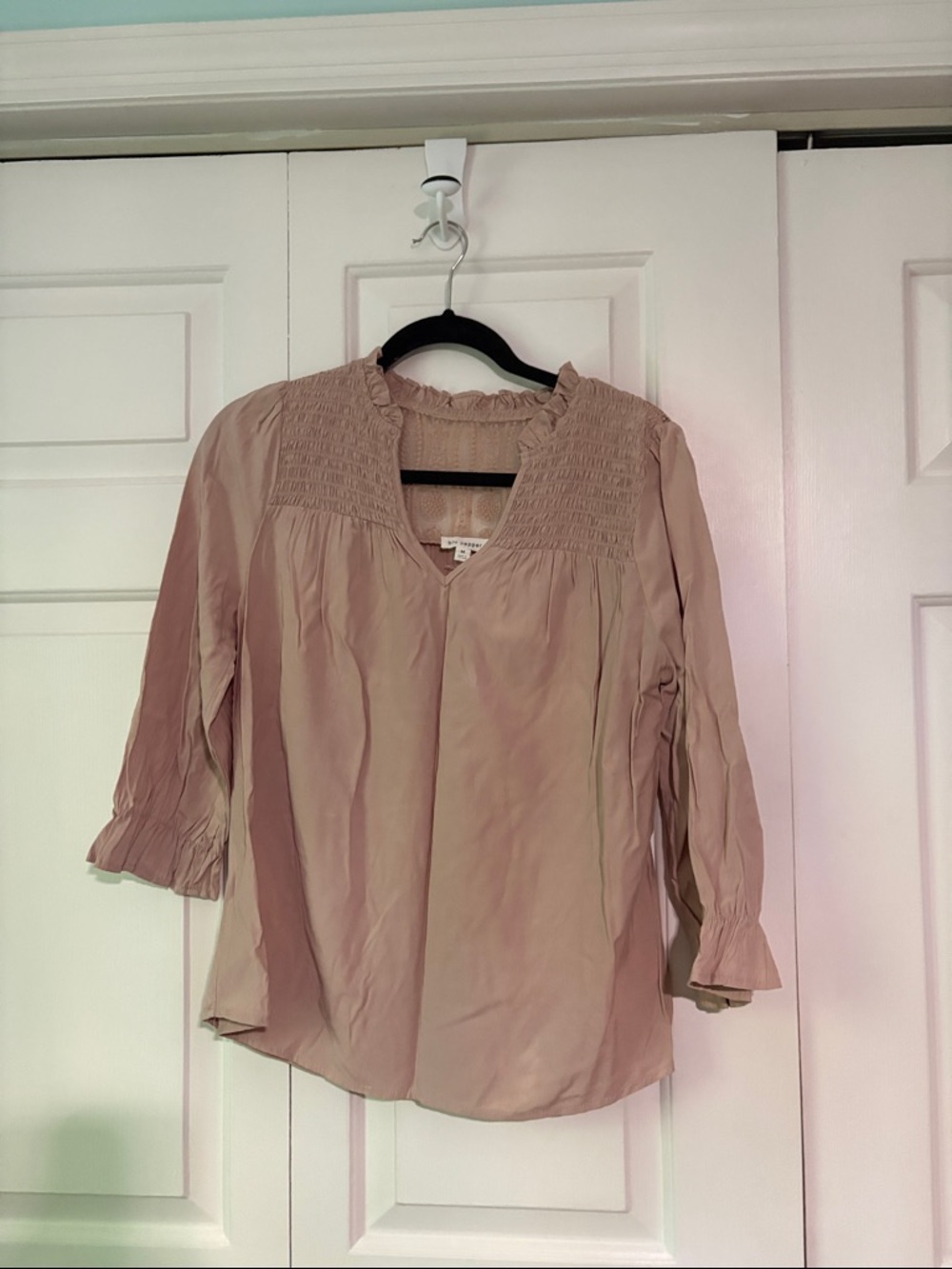 Blu Pepper Women's Blush Pink Smocked Yoke Blouse